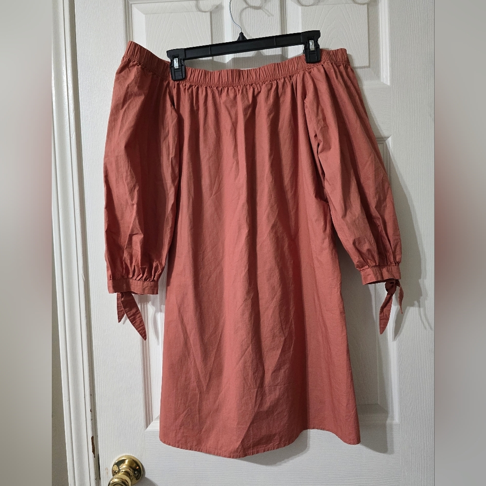 Abercrombie & Fitch Off-Shoulder Mini Cotton Poplin Shift Dress, Sz Medium, EUC!